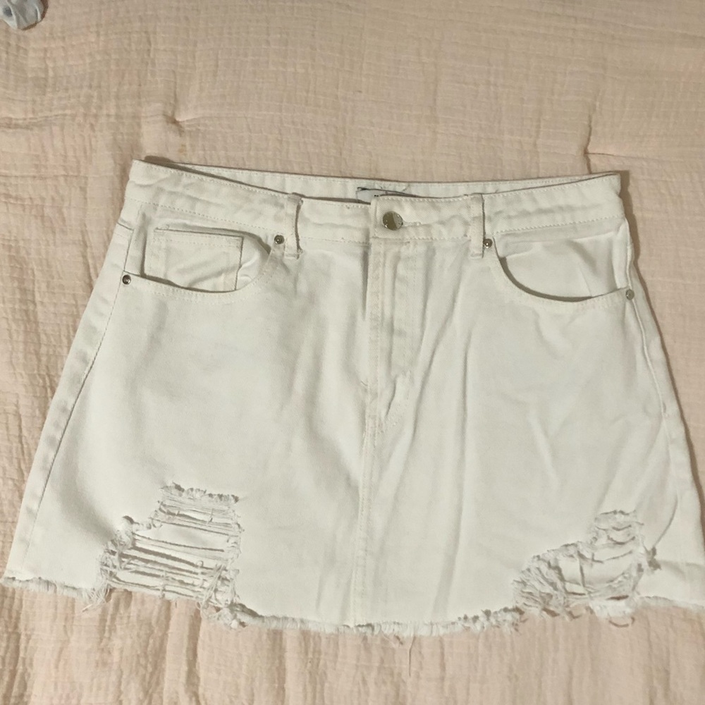 White Jean Skirt